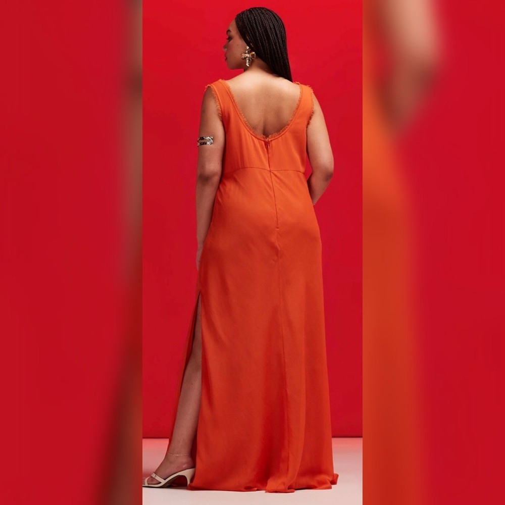 ASOS Curve Orange Maxi Slip Dress - Picture 2 of 3